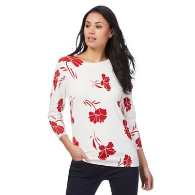 White floral print jumper
